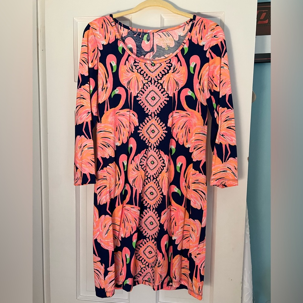Lilly Pulitzer Beacon Flamingo Print Dress Size Small